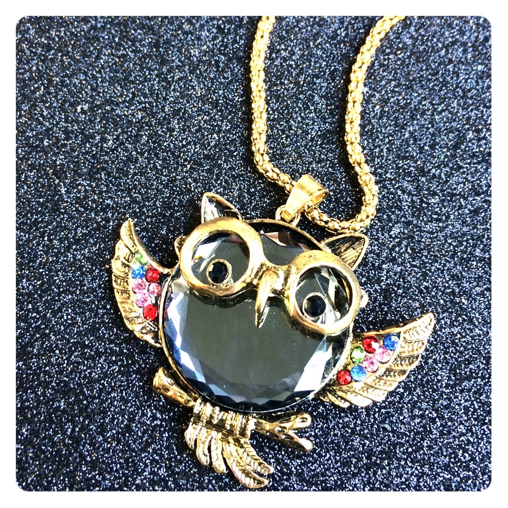 Jeweled owl necklace